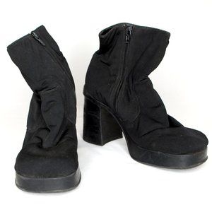 Chunky Cloth Ankle Boots